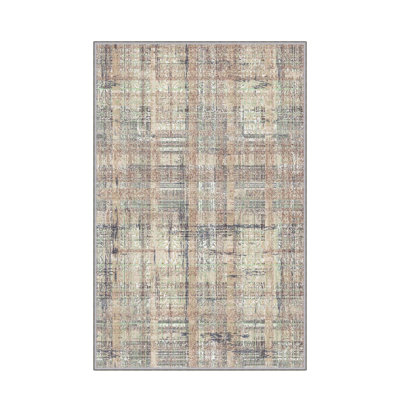 Tapis tissé élégant 5,9 x 9,2 pi, 100% polyester, antibactérien, antidérapant | Impression numérique 3D, lavable à la machine (30-40 ° C) | Parfait pour les salons, les chambres à coucher et les endroits très passants, durable et facile d'entretien