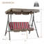 Kozyard Alicia 3-Seat Patio Swing, Outdoor Canopy Swing with Steel Frame, Adjustable Canopy and Removable Cushions for Porch Patio Garden Poolside, Red Stripe-28015068