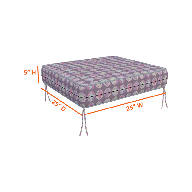 Outdoor Square Printed Cushion Cover, Decorative Cushion Sofa Cover With Piping, 5" H x 25" W x 25" D