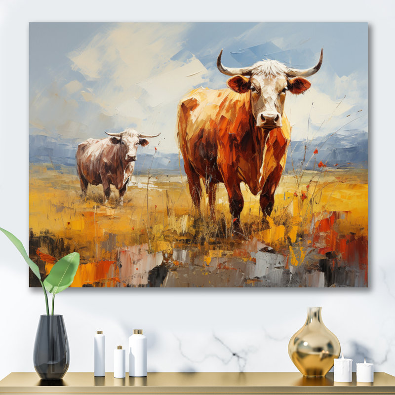 Collage de bovins pastoraux - impression, Toile tendue, H 12 po x l 20 po x P 1 po