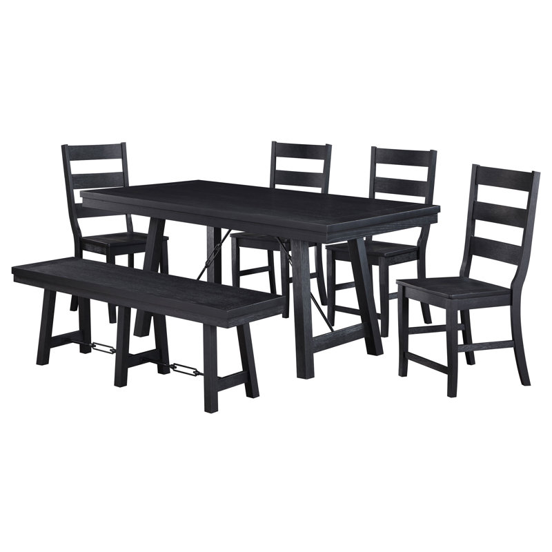 Ensemble de table de salle à manger 6 pièces Black Trestle