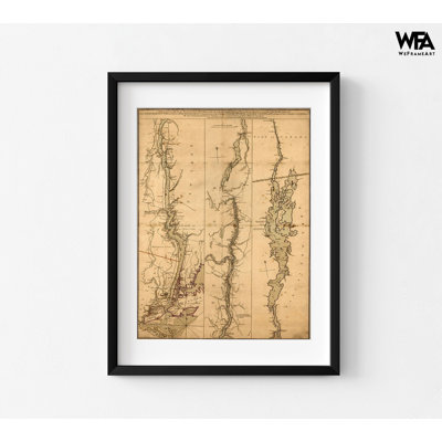 Carte topographique de la rivière Hudson, affiche de 1776, impression de la rivière Hudson, décor de maison nautique, rivière, art mural, carte murale ancienne, 12 x 16 po
