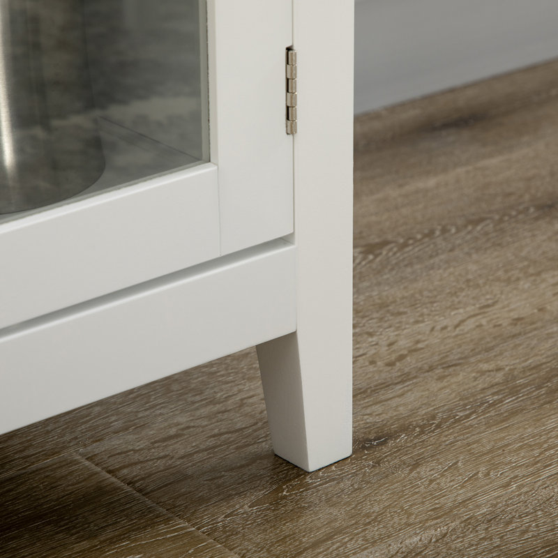 White Glass Door Kitchen Sideboard Buffet Cabinet with Wine Storage