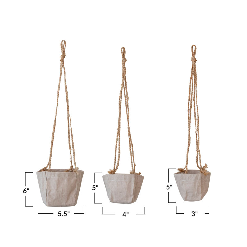 Round Jute and Cotton Hanging Planters