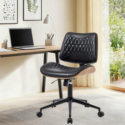Modern Ergonomicleather Office Chairwith Armless Design And Rocking Back