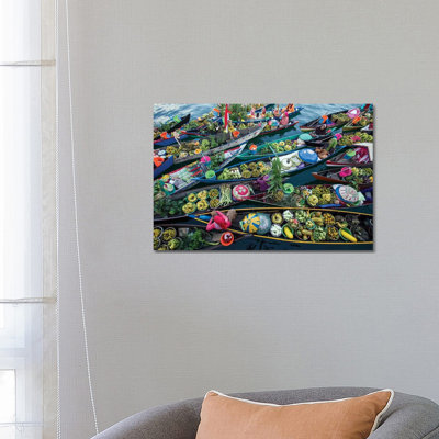Banjarmasin Floating Market 1 Piece Wrapped Canvas Wall Art