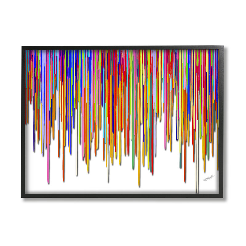 " Abstract Rainbow Lines Dripping " by Lena Owens, 16" H x 20" W x 1.5" D