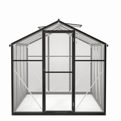 Polycarbonate Greenhouse With Roof Vent, Aluminum Walk-In Greenhouse For Outside Garden Backyard