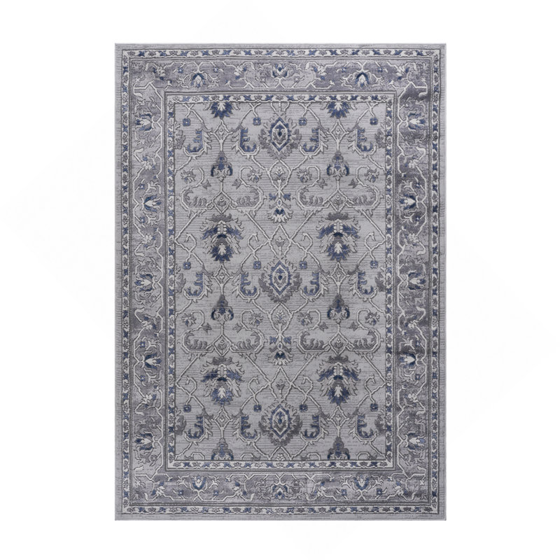 Collection Grey/Blue/Oriental Non-Shedding Living Room Bedroom Dining Home Office Stylish And Stain Resistant Area Rug