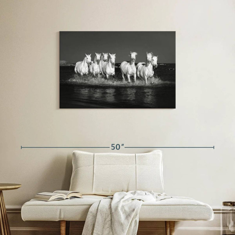 Chevaux de Camargue monochromes Brampt, H 24 po x l 36 po