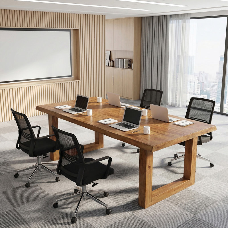 63" Solid Wood Home Office Desk, Live Edge Desk, Brown