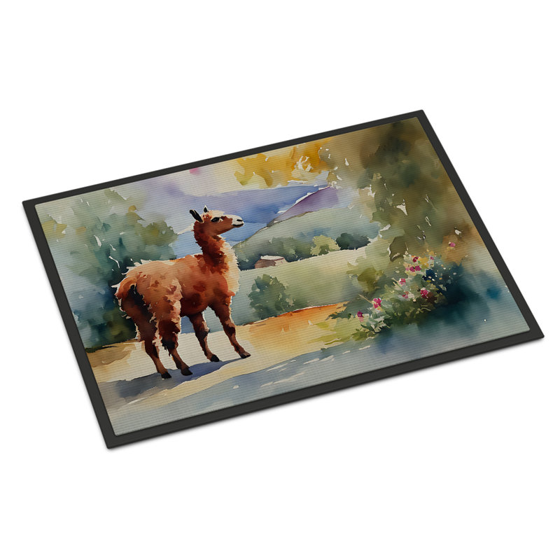 Rinlee Llama Non-Slip Indoor and Outdoor Door Mat, L 18 po x L 27 po