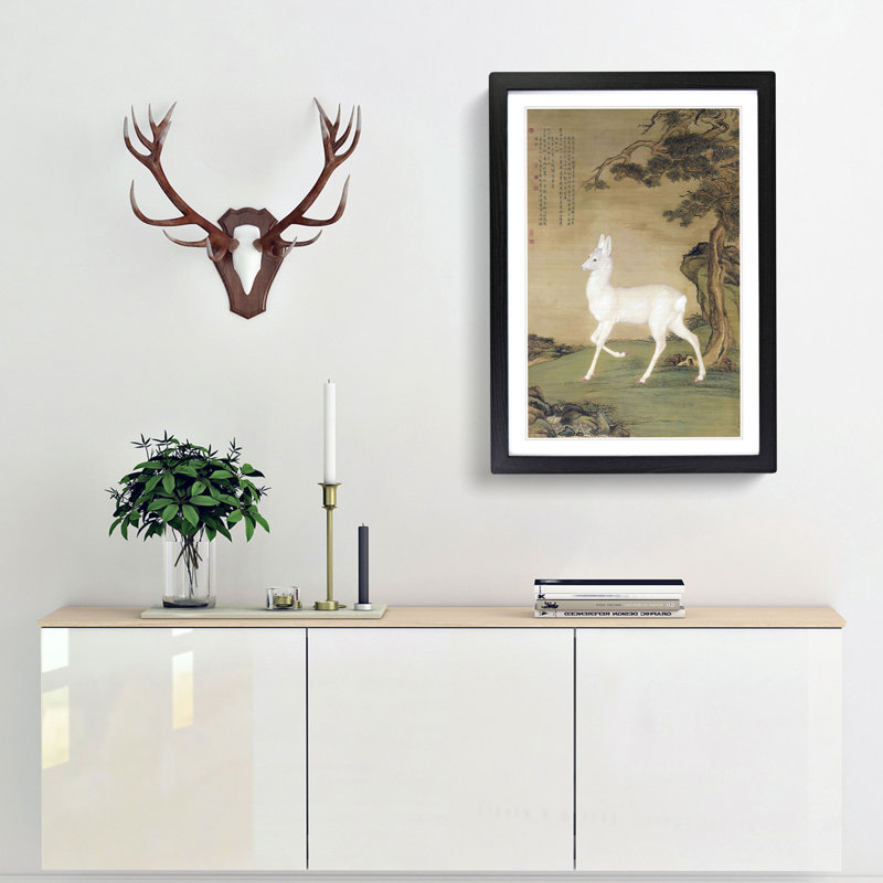Roe Deer by Lang Shining - Picture Frame Painting Print, 36cm H x 27cm W x 2cm D, Black Framed
