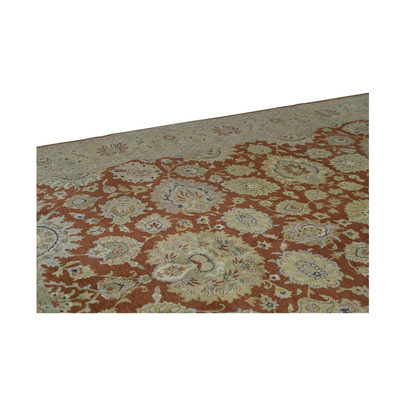 Tapis rouille et beige noué à la main de haute qualité