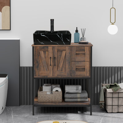 Meuble-lavabo autoportant simple avec lavabo Farmhouse