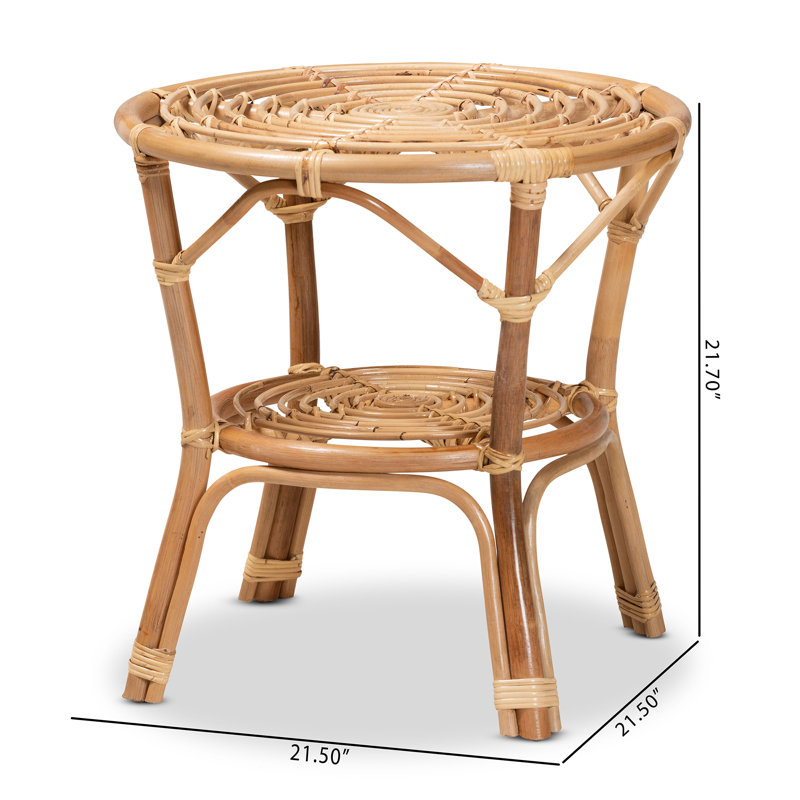 Cariel 21.5" Natural Brown Rattan Round Coffee Table with Storage