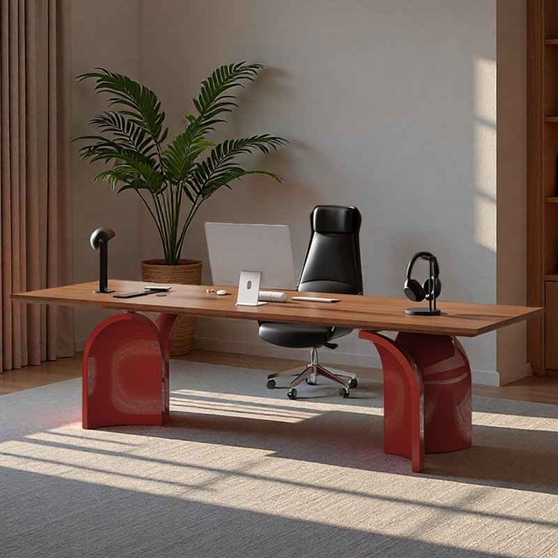 Simple solid wood computer desk for office use