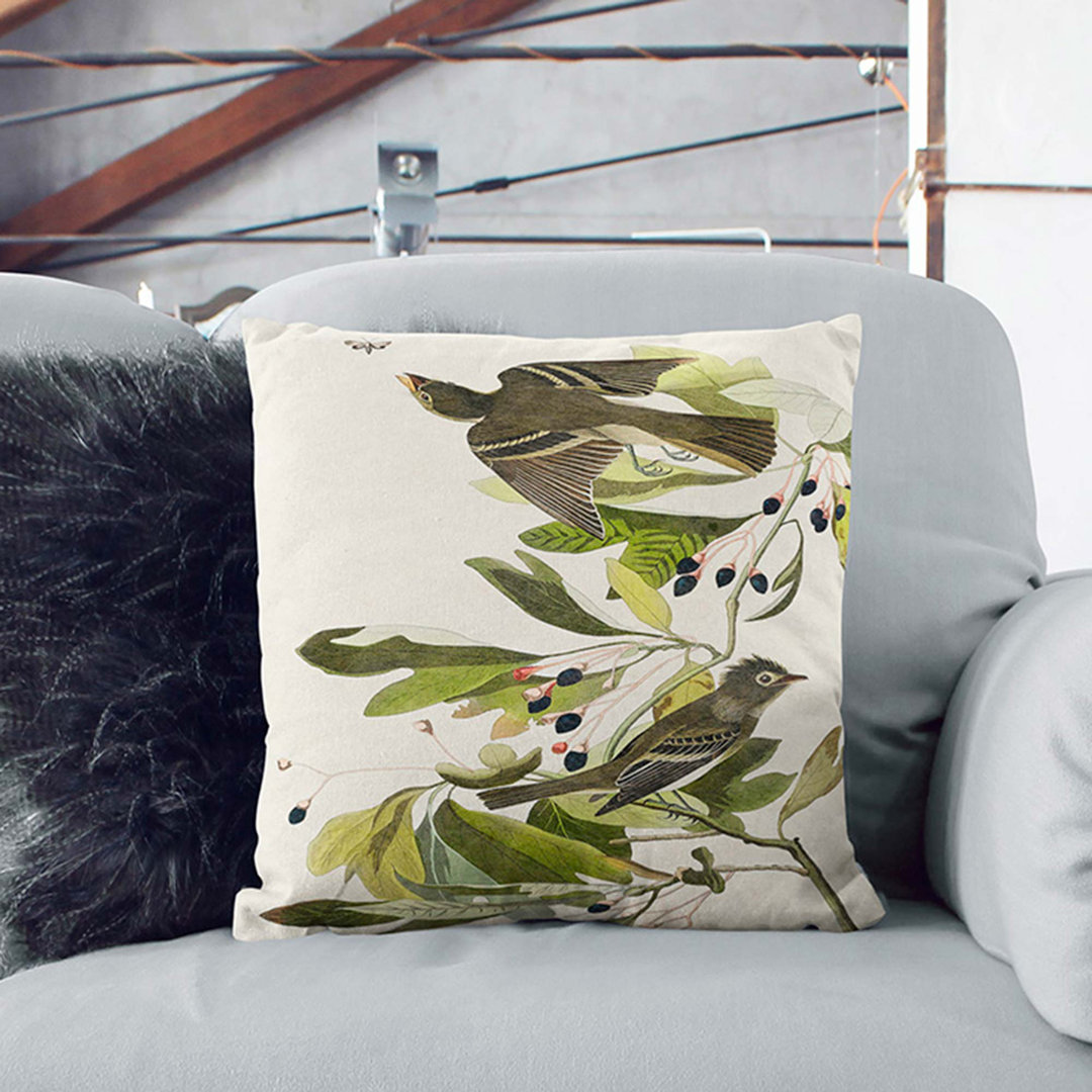 Crested Flycatcher by John James Audubon Cushion with Filling