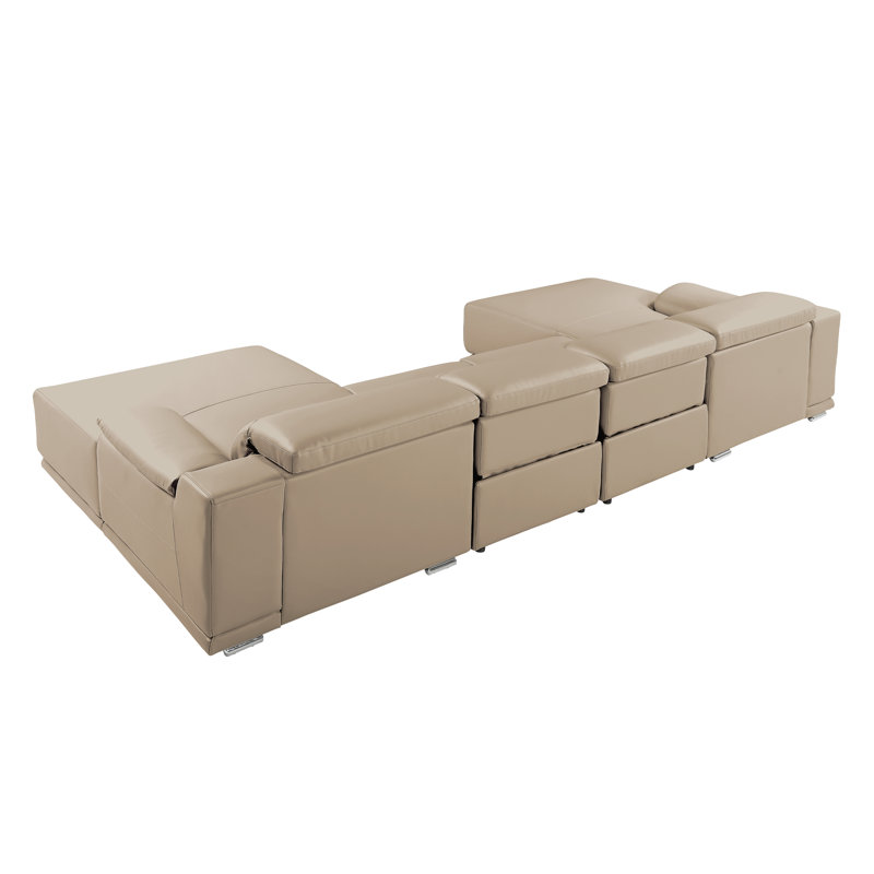 Canapé modulaire 4 pièces DivanItalia, Cuir véritable crème
