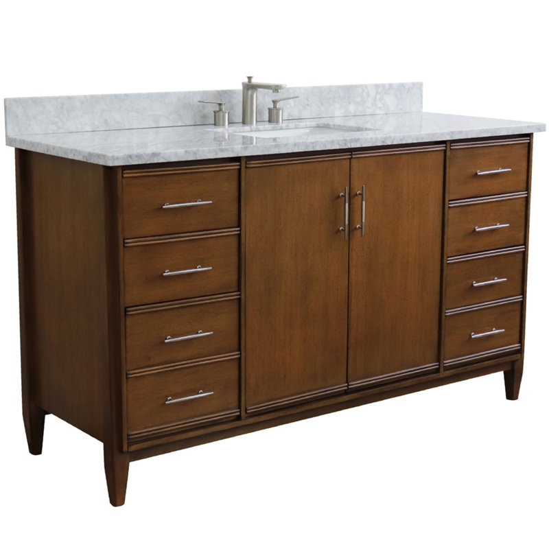 Ensemble de meuble-lavabo simple 61 po Harvin, Marbre de Carrare blanc