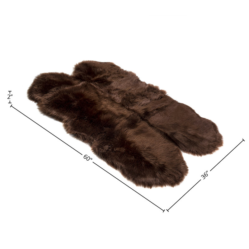 Quad Pelt Faux Fur Washable Brown Area Rug - 3' x 5'
