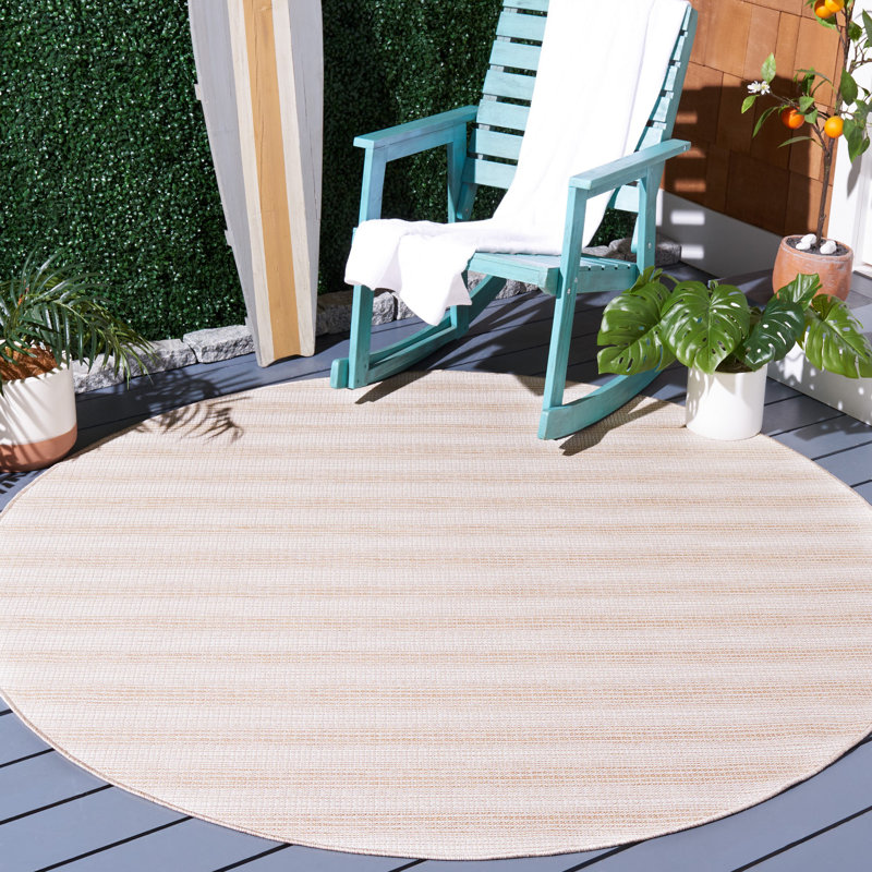 Tapis intérieur / extérieur beige Abeda, Rond 6 pi 5 po
