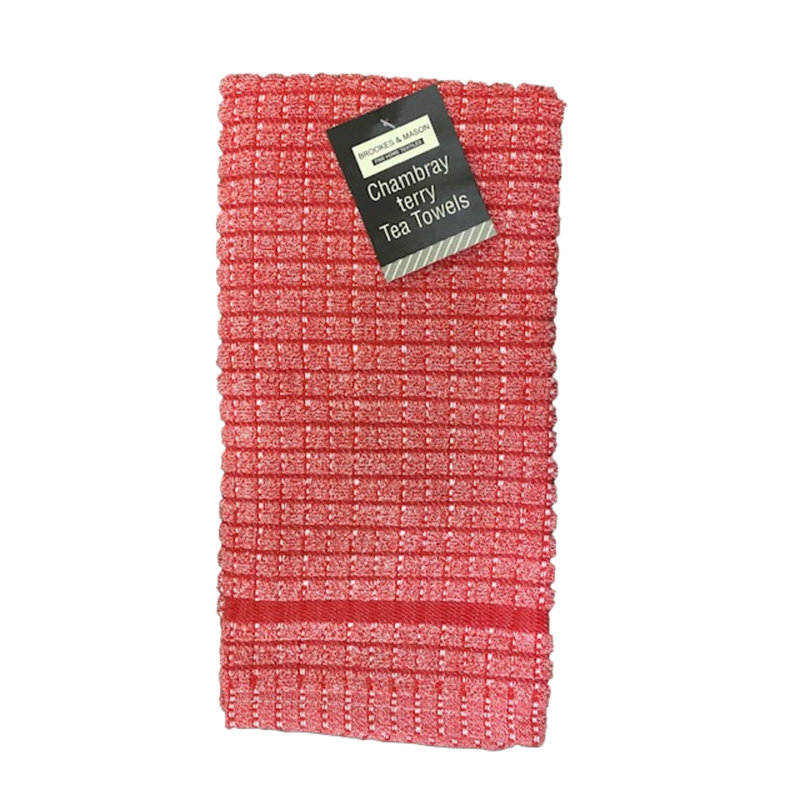 Lost Falls Cotton Waffle Tea Towel Kitchen Towel, Red