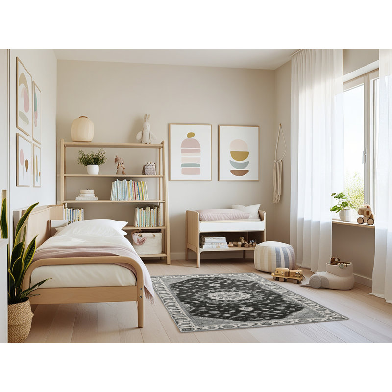 Tapis brun Tabriz lavable à la machine, Rectangle 4pi x 6 pi