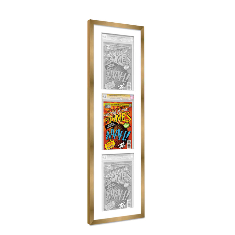 Wood Picture Frame with Mat, Gold/White, 7.75" x 10.5"