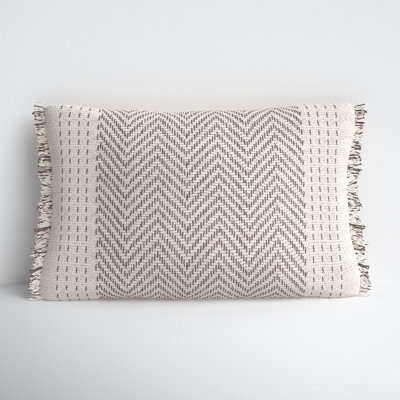 Carey Fringed Cotton Lumbar Throw Pillow