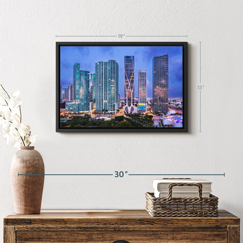 «Miami Downtown Skyline Aérien, art mural», H 13 po x l 19 po