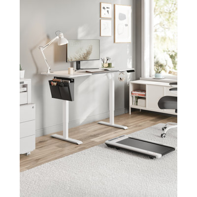 Hadrien Adjustable Height Steel Desk with Built-In Electrical Outlet