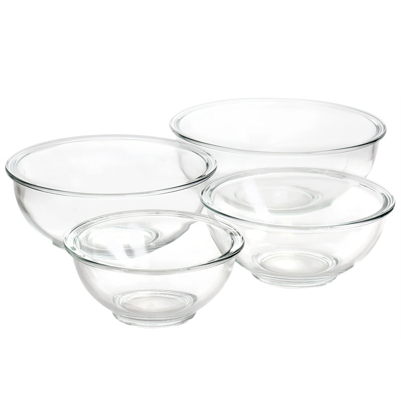 Clear Borosilicate Glass Nesting Bowl Set, 4 Pieces