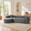 Canapé modulaire modulaire de luxe avec dossier incurvé de luxe, deux coussins décoratifs en tissu chenille, canapé en nuage minimaliste et confortable en forme de L pour le salon-266407425