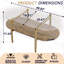 Table basse de rangement ovale en verre de conception moderne à double couche avec fonction de rangement en MDF brun clair et café-418930677