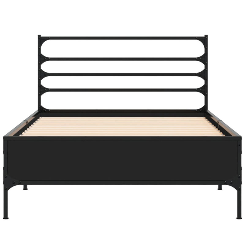 Achillefs Bed, Black, European Single (90 x 200cm)