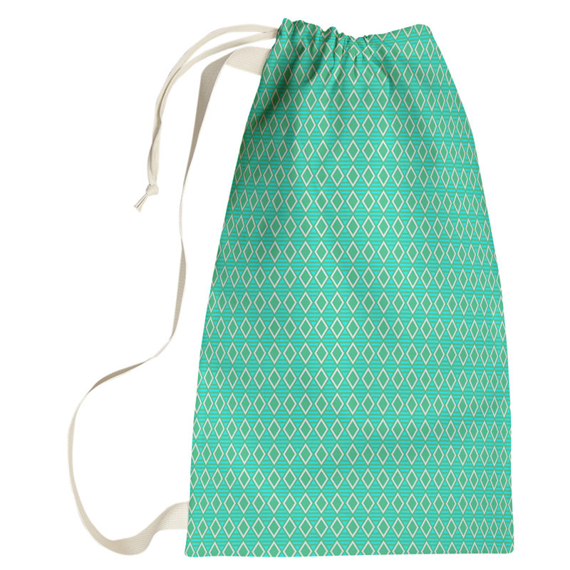 Sac à linge à motif géométrique, Grand (H 76,5 po x l 29,5 po x 1,5 po), Vert / Sarcelle