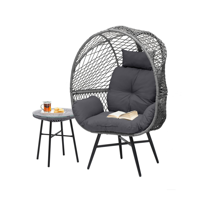 Egg Chair With End Table, Gray