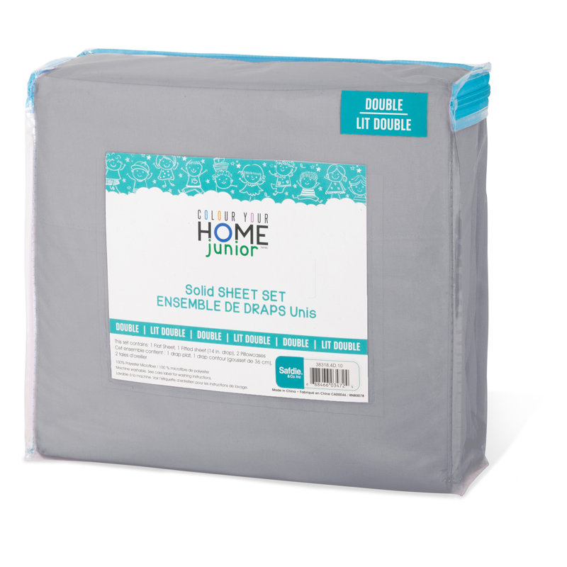 Ensemble de draps, Gris, Double