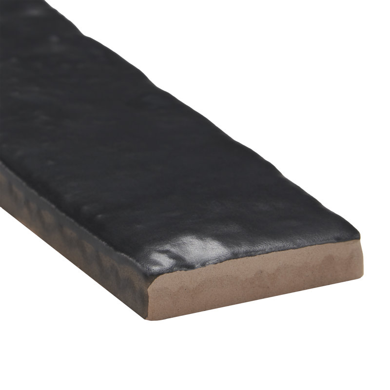 Paragon 1.5" x 9" Crackled Ceramic Subway Wall Tile (4.94 Sq. Ft. / Case), Matte Black