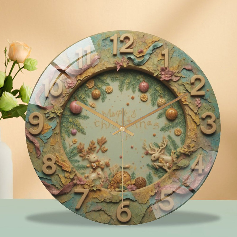 Horloge murale 12 po Happy Christmas