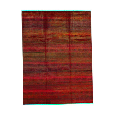 Damask Hand Woven Wool Striped Area Rug