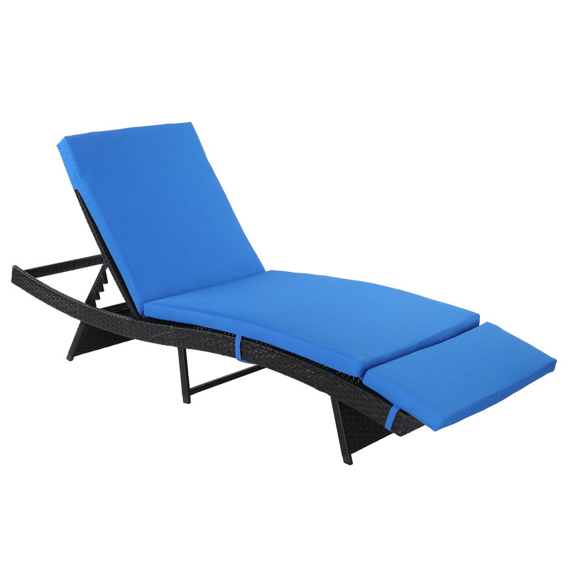 Chaise longue d'extérieur inclinable avec coussin Aleia, Bleu