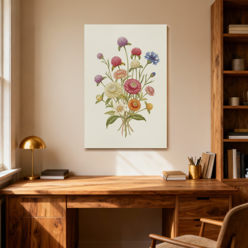 Arrangement floral de plantes et de fleurs avec des fleurs colorées, H 30 po x l 20 po