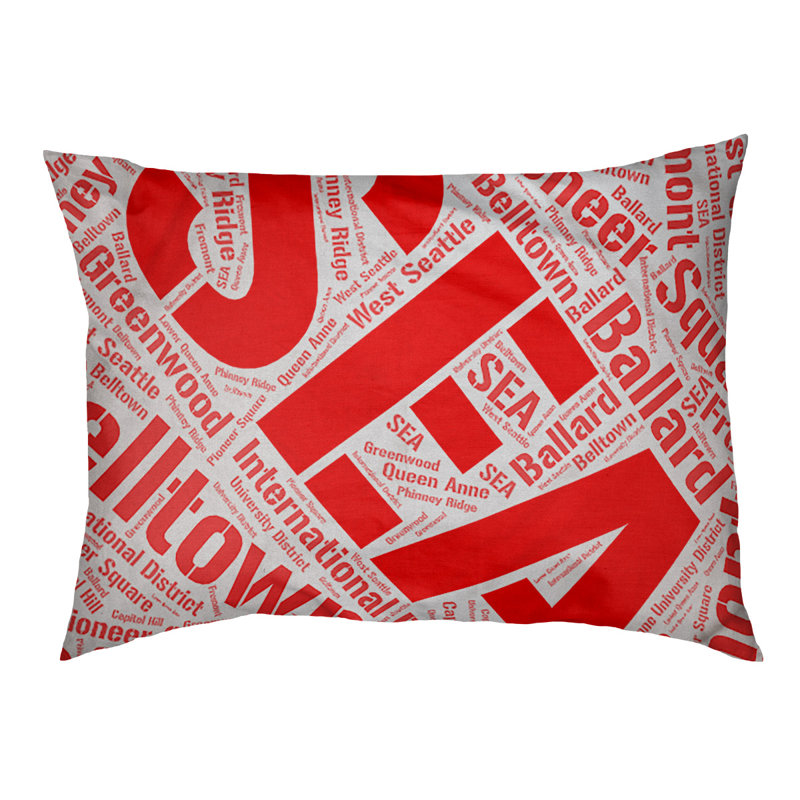Coussin de chien « districts », Rouge, Très grand (H 17 po x l 50 po x P 40 po), Seattle