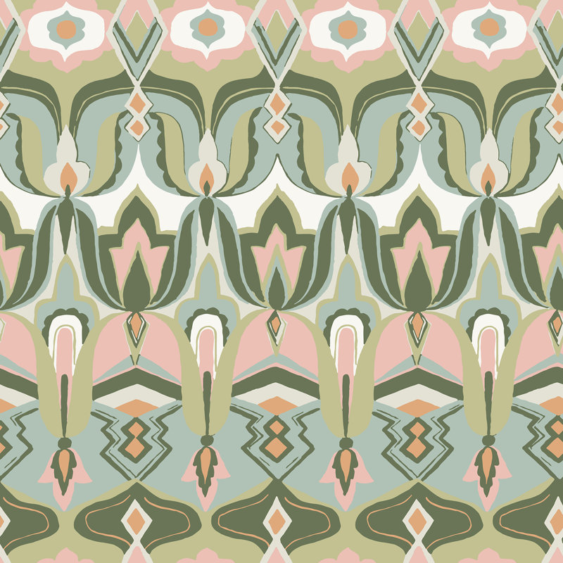 Rouleau Ikat pelez et collez Evalei, Vert