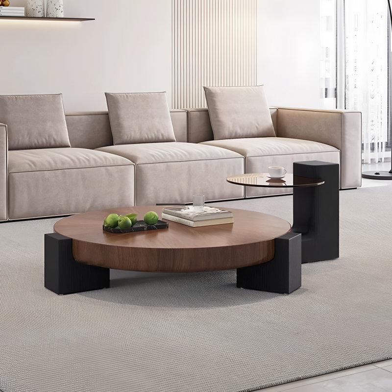 Kerween Atreu Modern Handmade Nesting Solid Wood Coffee Table, Round(Set of 2)