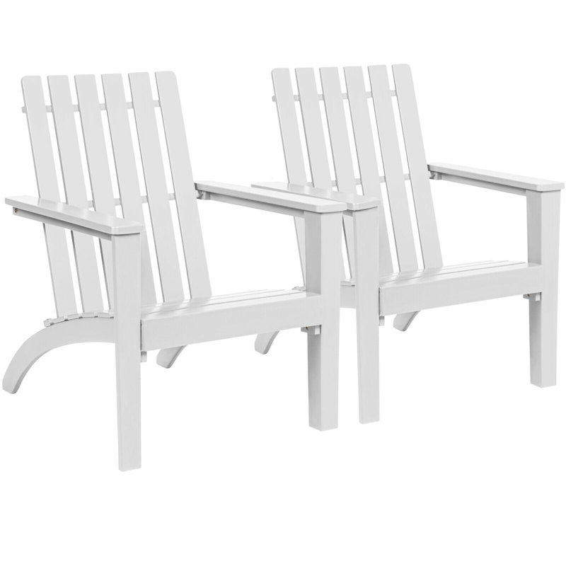 Chaise Adirondack en bois massif Garberville, Blanc