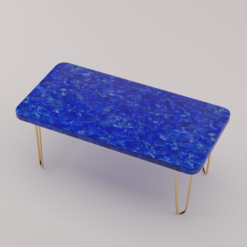 Table basse Admiranda, Bleu lapis lazuli, Doré