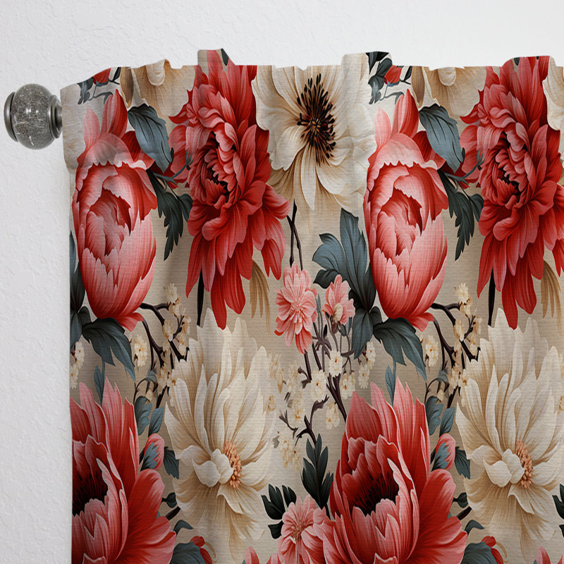 Motif victorien Boho Victorian Romance - Rideau floral - Velours obscurcissant - 1 panneau, L 52 po x L 120 po